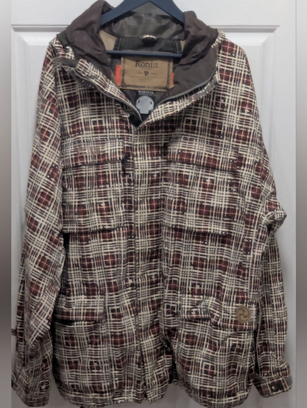 GRAIL-VTG Y2K Burton Ronin Plaid Snowboard Jacket Circuit Board Lining Mens XL